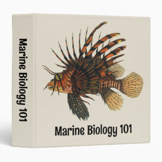 Lionfish Fish, Vintage Marine Ocean Life Animal 3 Ring Binder