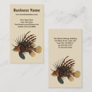 Lionfish Fish, Vintage Marine Ocean Life Animal Business Card