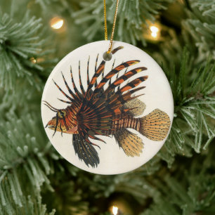 Lionfish Fish, Vintage Marine Ocean Life Animal Ceramic Ornament
