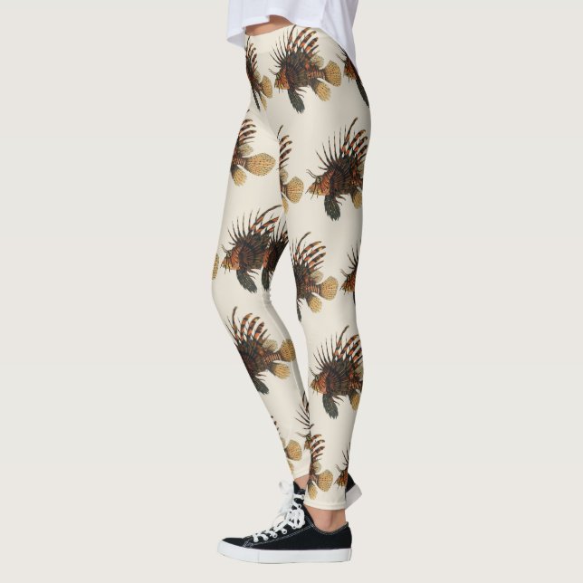 Lionfish Fish, Vintage Marine Ocean Life Animal Leggings (Left)