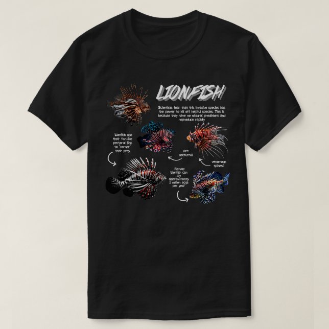 Lionfish Fun Facts T-Shirt (Design Front)