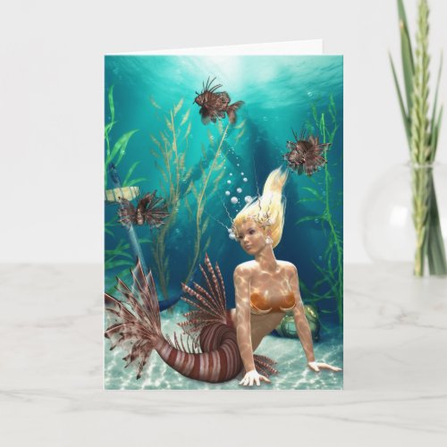 Lionfish Mermaid Greeting Card