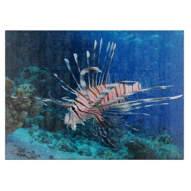 Lionfish or Pterois Miles, Ocean Reef Fish Cutting Board (Front)