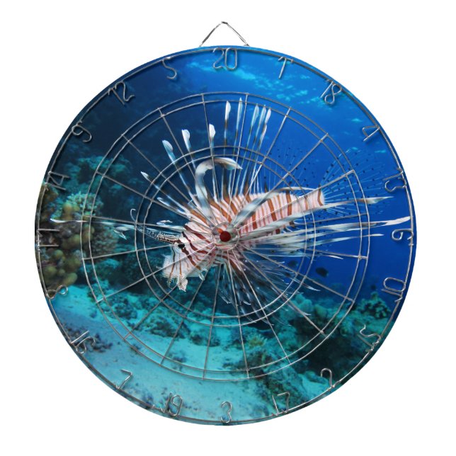 Lionfish or Pterois Miles, Ocean Reef Fish Dart Board (Front)