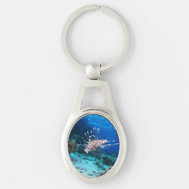Lionfish or Pterois Miles, Ocean Reef Fish Keychain (Front)
