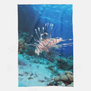 Lionfish or Pterois Miles, Ocean Reef Fish Kitchen Towel