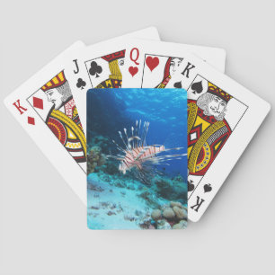 Lionfish or Pterois Miles, Ocean Reef Fish Poker Cards