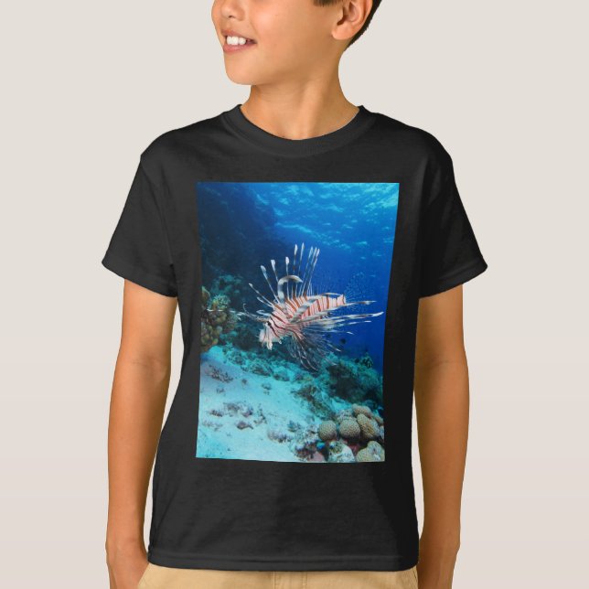 Lionfish or Pterois Miles, Ocean Reef Fish T-Shirt (Front)