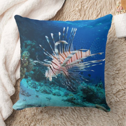 Lionfish or Pterois Miles Ocean Reef Fish Throw Pillow