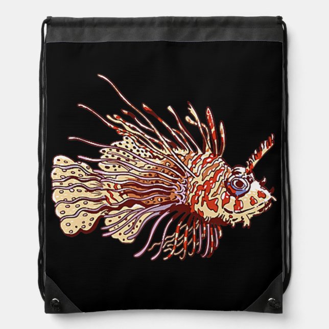 Lionfish Reef Fishing Lion Fish Sea Rock Diver Drawstring Bag (Front)