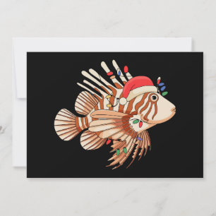 Lionfish Santa Hat Christmas Lights Ugly Xmas Invitation