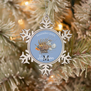 Lionfish  snowflake pewter christmas ornament