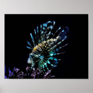Lionfish swims poster