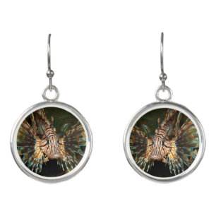 Lionfish up close! Very close and intense photo    Earrings