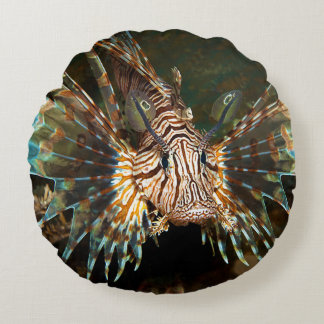 Lionfish up close! Very close and intense photo | Round Pillow