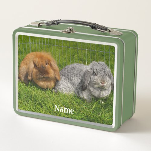 Lionhead Holland Mini Lop Bunny Rabbit Metal Lunch Box
