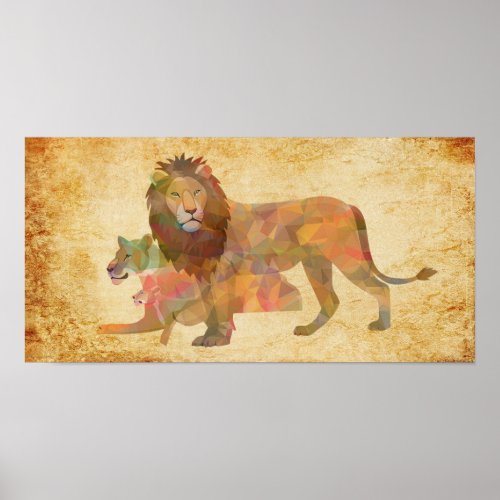 Lions 3d artworks poster
