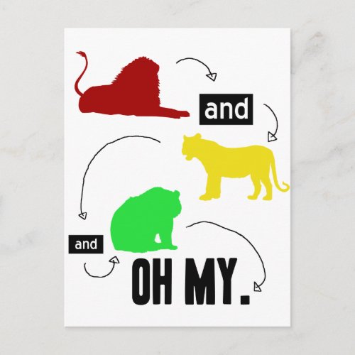 lions and tigers and bears OH MY postcard