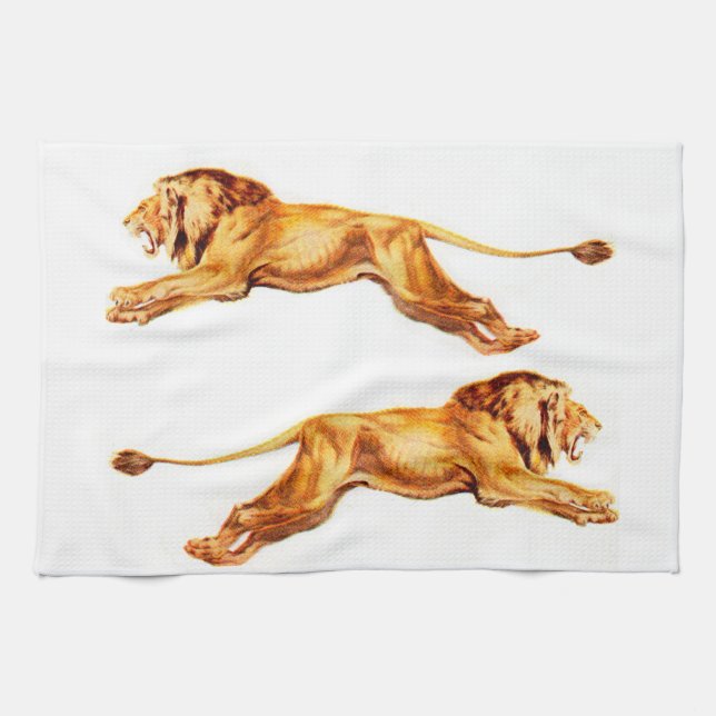 lions at cross purposes kitchen towel (Horizontal)