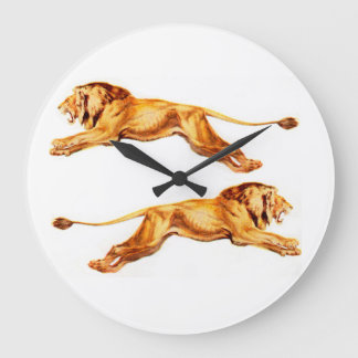 lions at cross purposes large clock