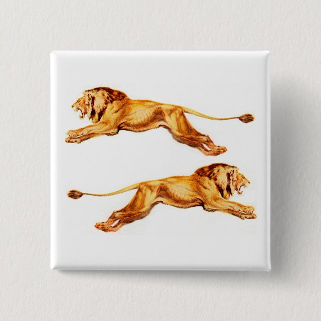 lions at cross purposes pinback button (Front)