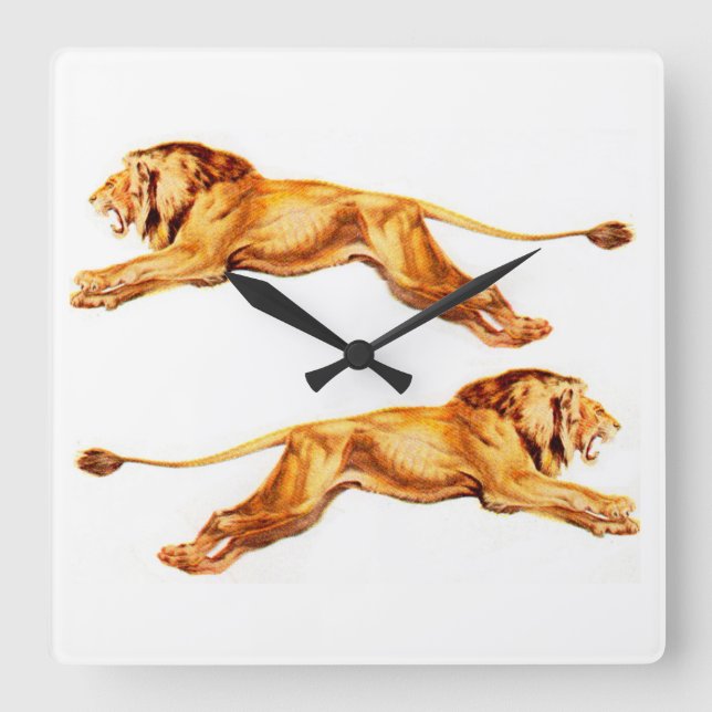 lions at cross purposes square wall clock (Front)
