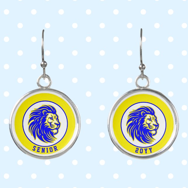 Lions Blue and Yellow School Spirit Earrings (Creator Uploaded)