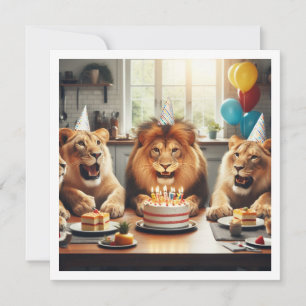 Lions celebrating, Lions birthday invitation
