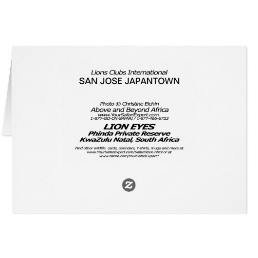 (Lions Clubs) Lion Eyes (Phinda, South Africa) (Back Horizontal)