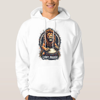 Lion's Drum Parade funny art : Majestic Lion Print Hoodie