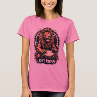 Lion's Drum Parade funny art : Majestic Lion Print T-Shirt