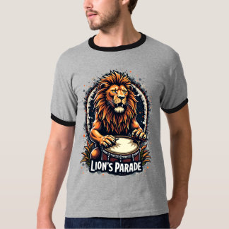 Lion's Drum Parade funny art : Majestic Lion Print T-Shirt