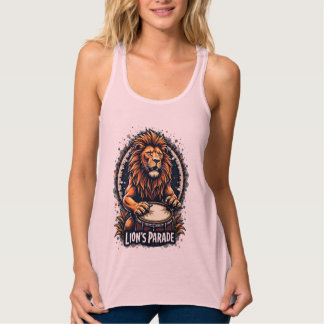 Lion's Drum Parade funny art : Majestic Lion Print Tank Top