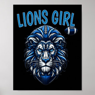 Lions For Girl Funny American Football Game Day Wo Poster