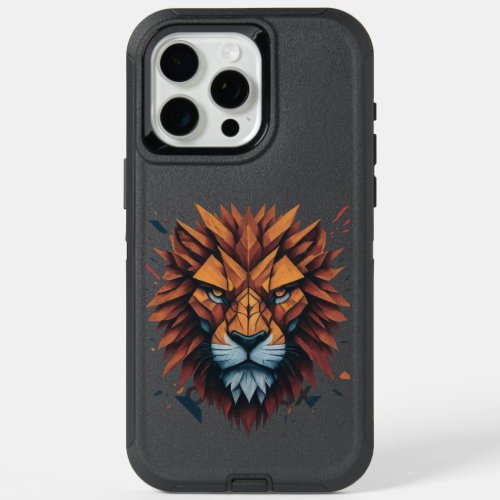 Lions Glitch Den Contemporary Geometric design iPhone 15 Pro Max Case