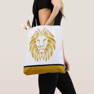 Lion's Head Awesome Gold Artistic Tote Bag