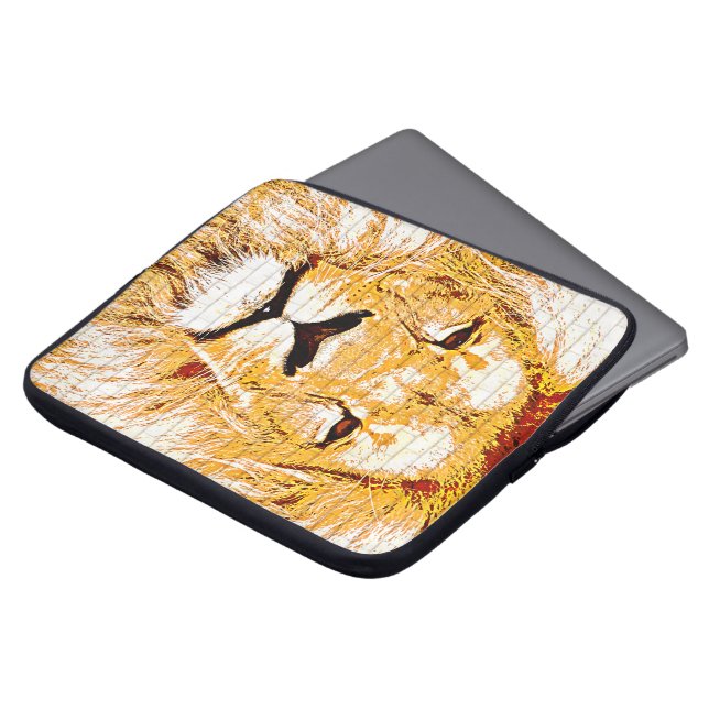 Lions Head Grunge Laptop Computer Sleeve (Front Top)