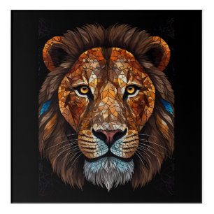 Lions head with mosaic stained glass effect acrylic print