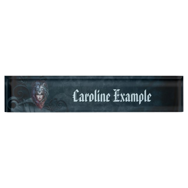 Lion's heart and feminine strength desk name plate (Front)