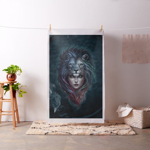 Lion's heart and feminine strength fabric