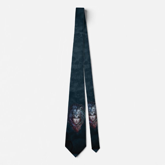 Lion's heart and feminine strength neck tie (Front)