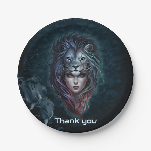 Lion's heart and feminine strength paper plates (Front)