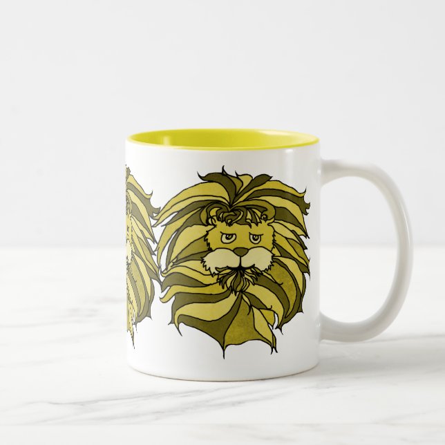 Lions in Yellow Two-Tone Coffee Mug (Right)