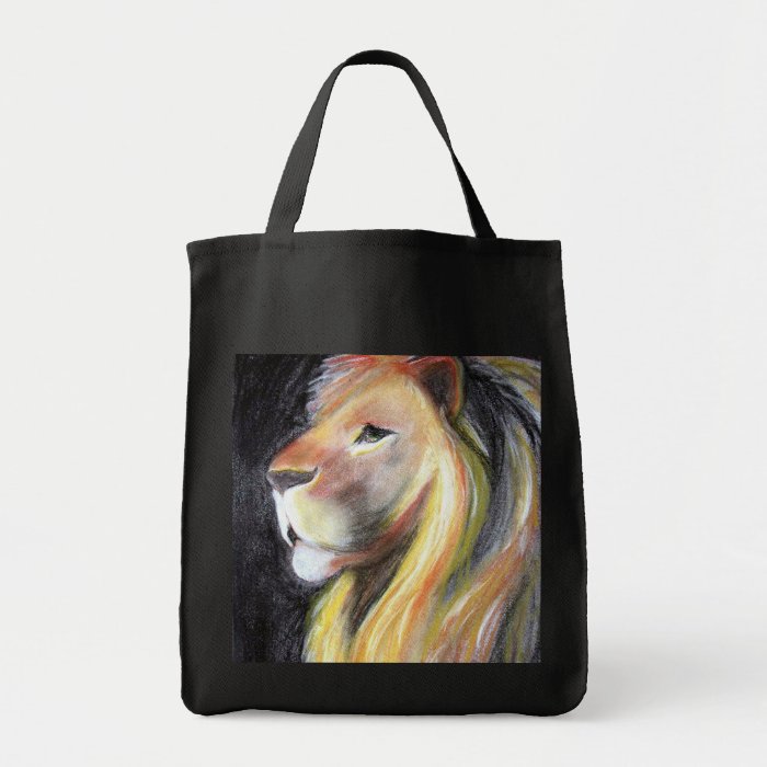 Lions Lion Profile Leo Portrait Charcoal Drawing Canvas Bags