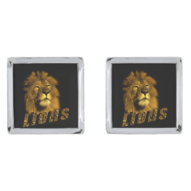 Lions Logo With Lions, Cufflinks (Front)