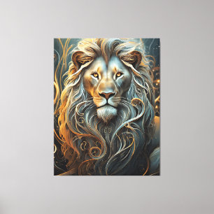 Lion's Luminary: Ethereal Light Canvas Print
