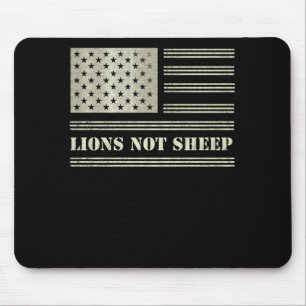 Lions Not Sheep USA Flag Independence Day Mouse Pad