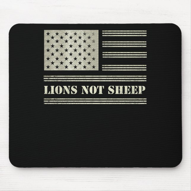 Lions Not Sheep USA Flag Independence Day Mouse Pad (Front)