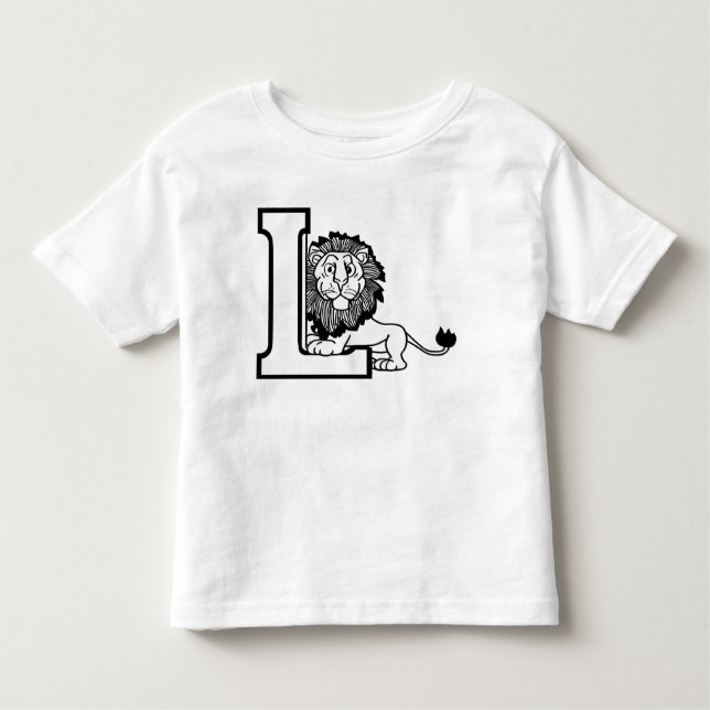 Lion's Playful Encounter with the Letter L Toddler T-shirt (Front)
