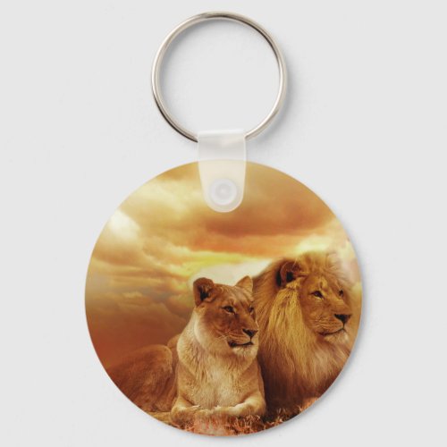 Lions relaxing in Africa Keychain